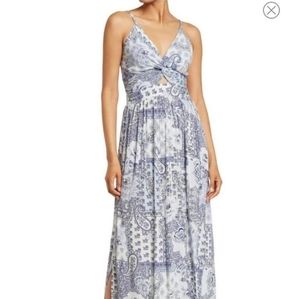 NWOT Angie twisted front keyhole maxi beach sun dress blue white
